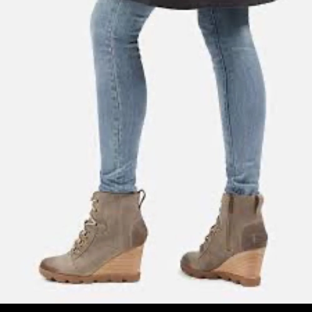 Sorel Joan Of Arc Uptown Waterproof Wedge In Khaki - Picture 1 of 11